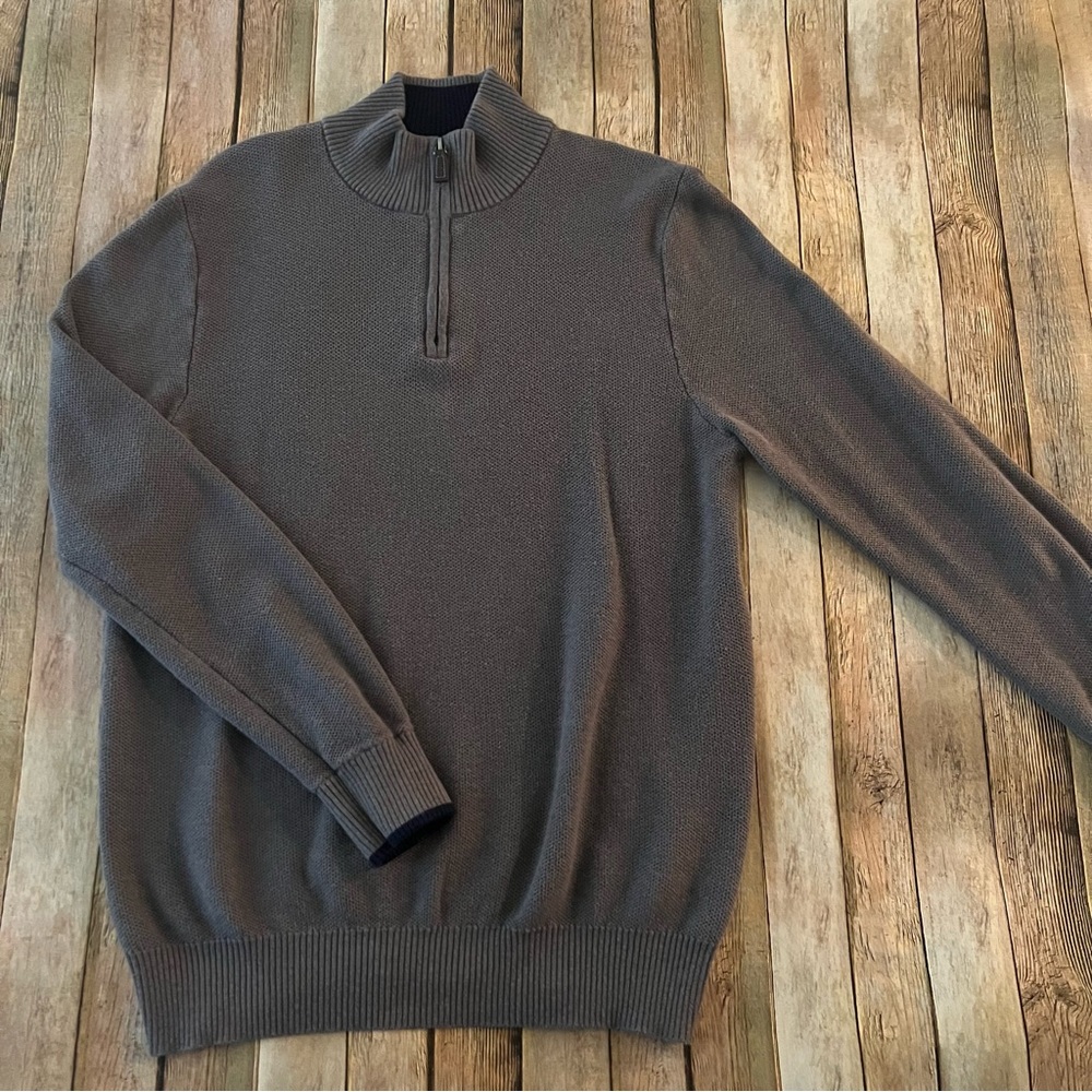 TailorByrd Collection mens long sleeve knit 1/4 quarter zip sweater | size large
